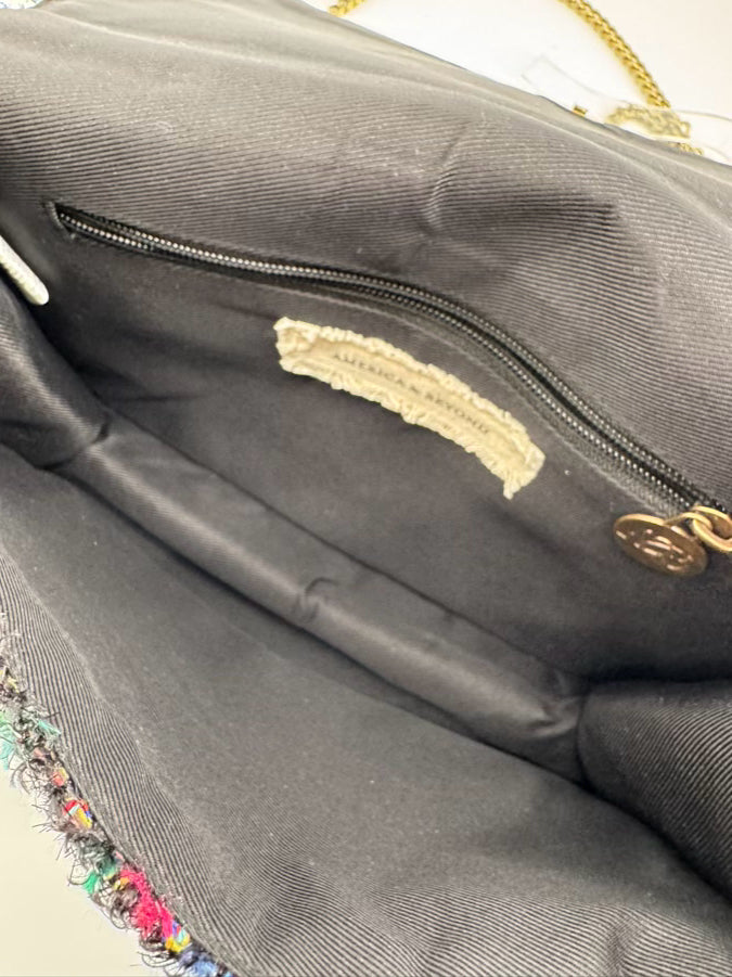 AMERICA & BEYOND Black & Multicolor Tweed Crossbody Bag NWT