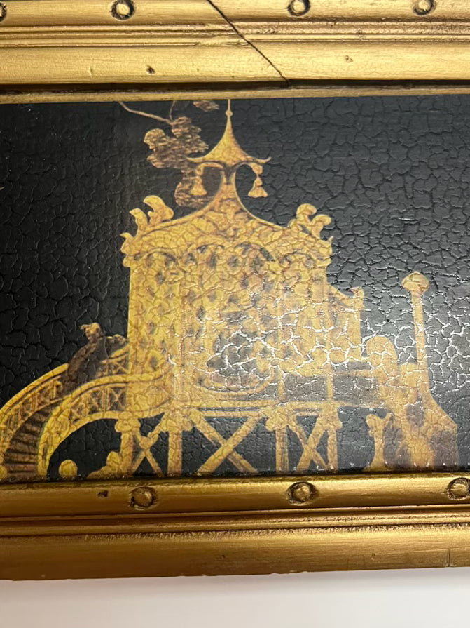 BLACK & GOLD Wood Elephant & Camel Design Mirror