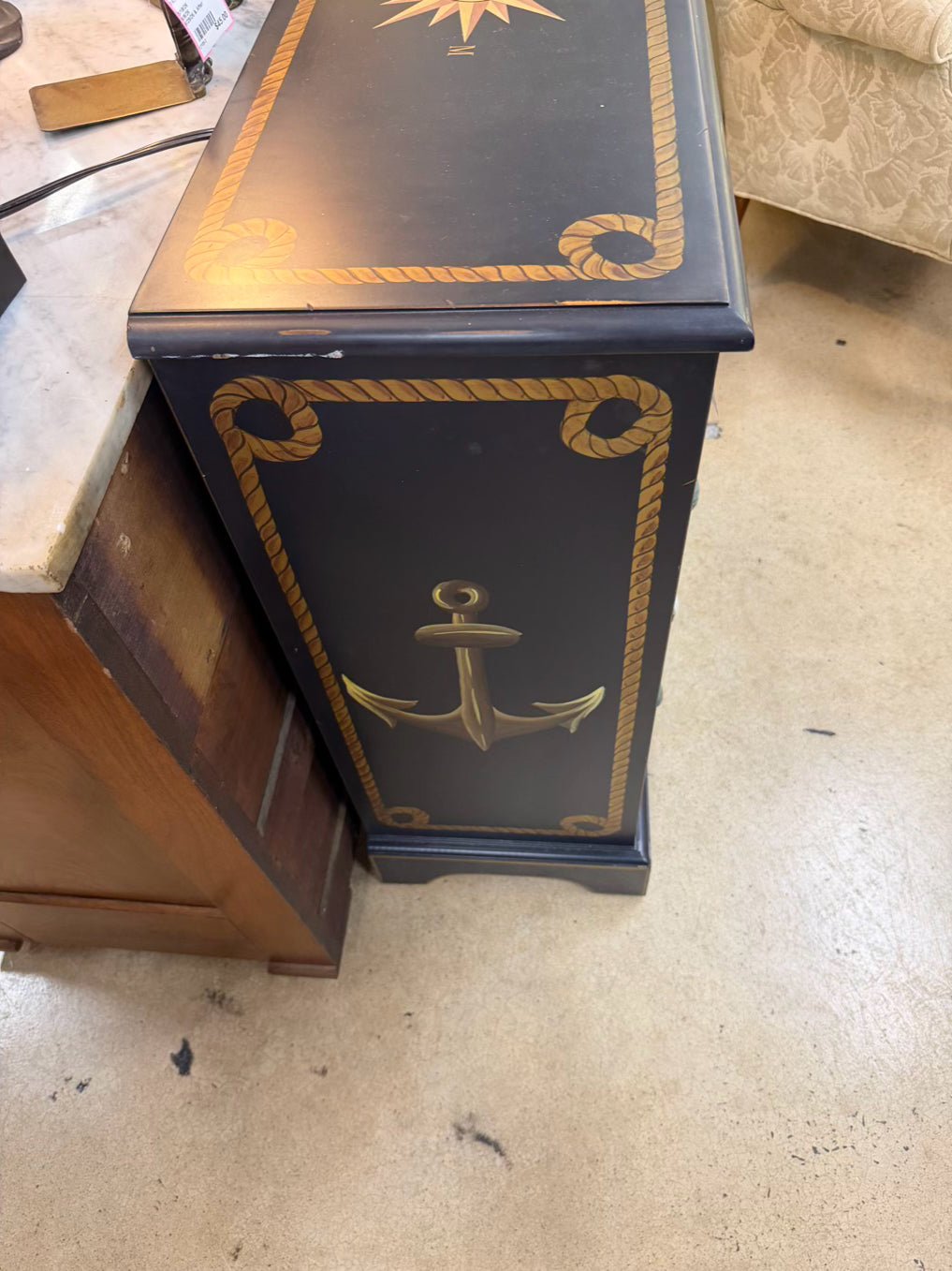 Blue & Cream Wood Ship & Star 4 Drawer Chest
