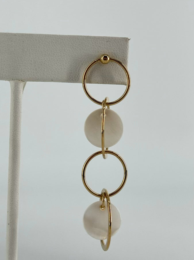 KENNETH JAY LANE Gold Tone Mother Of Pearl Disc Dangle Necklace & Earring Set