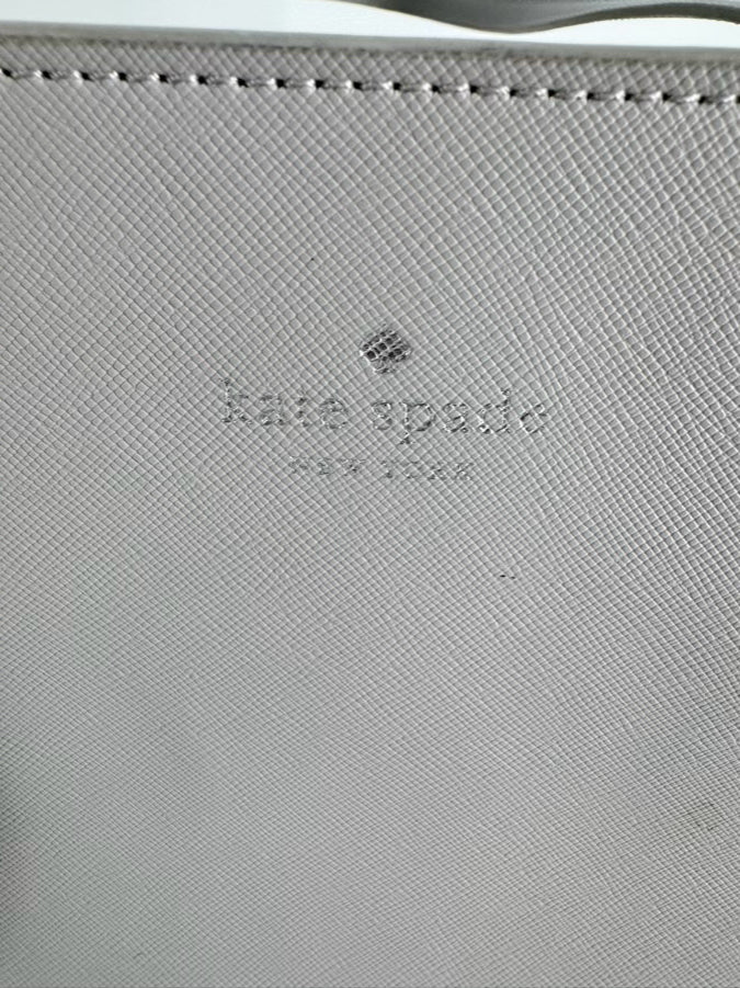KATE SPADE Gray Leather Tote Bag