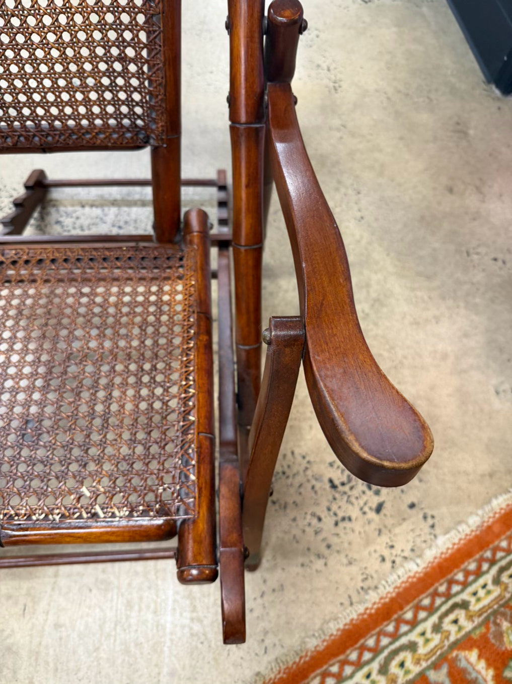 VINTAGE Wood & Cane Steamer Chair