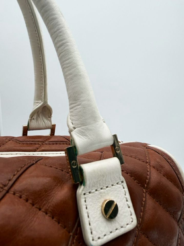 TORY BURCH Cognac Leather Quilted Purse