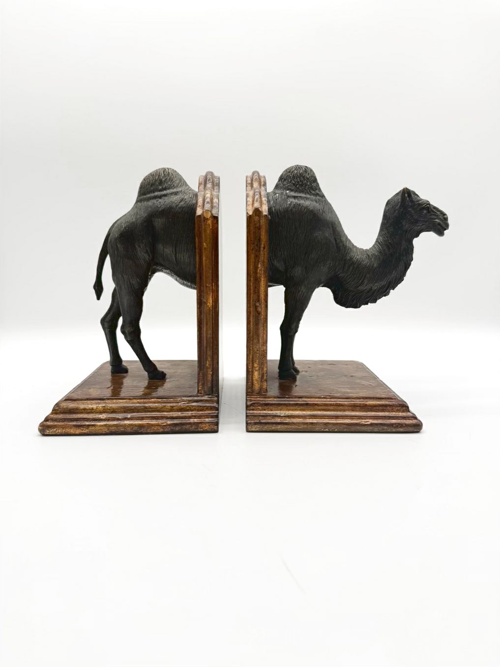 Wood & Metal Camel Pair Of Book Ends
