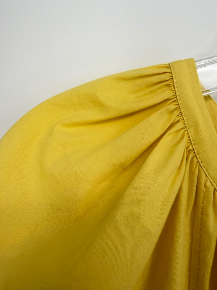 Staud Size Wmn's S Yellow Button Down Balloon Sleeve Maxi-Dress