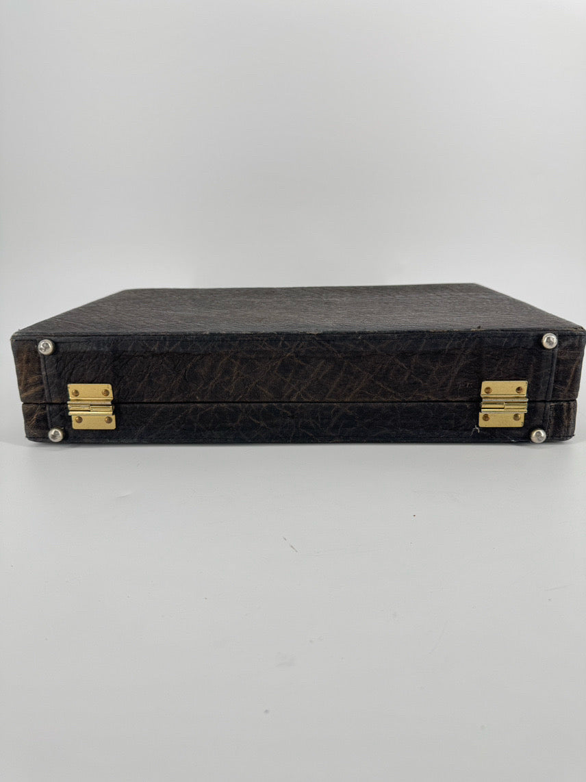 VINTAGE AMIET Embossed Elephant Leather Briefcase