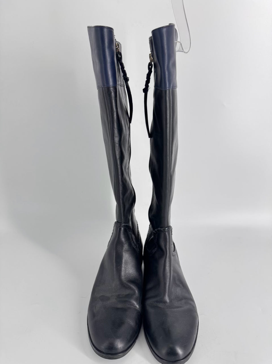 JACK ROGERS Size 8 Black & Navy Leather Boots