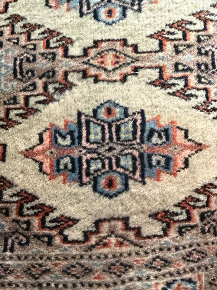 Oriental Taupe, Pink & Blue Silk Area Rug