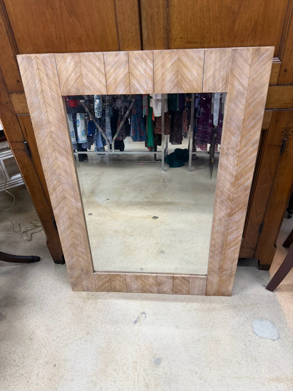 Natural Wood Beveled Mirror