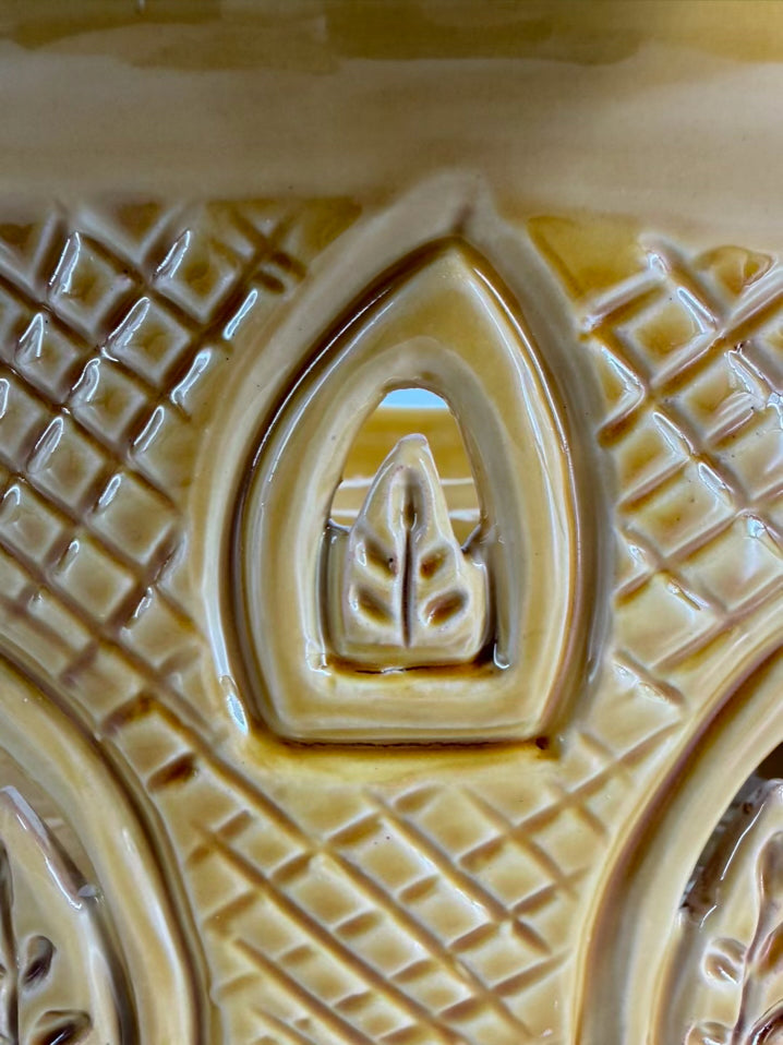 VIETRI Gold Pottery Oval Planter w/ Cutout Design