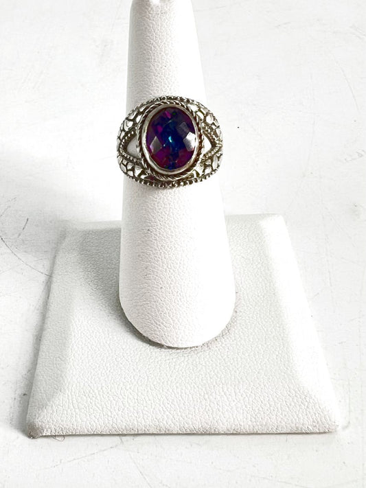 Sterling Silver Purple Stone Sarda Bali Ring