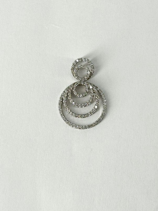 18k White Gold Diamond Layers Circles Pendant