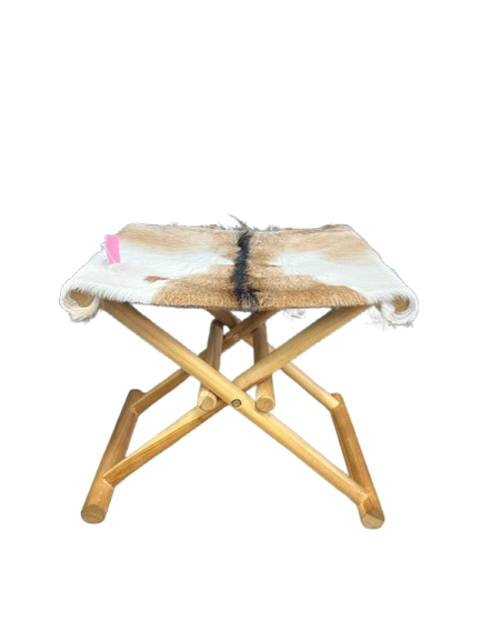 Wood & Goat Fur Folding Stool
