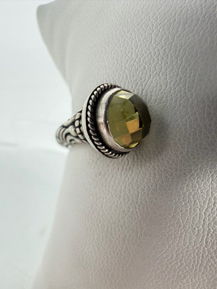 STERLING SILVER Green Prestolite Hinge Cuff Bracelet