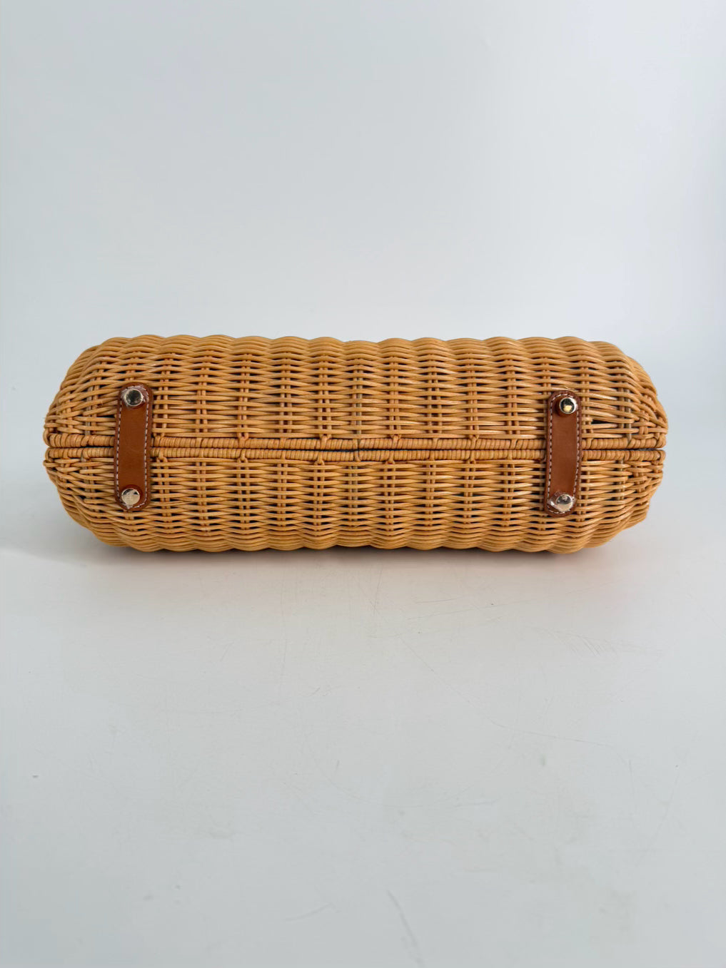 J MCLAUGHLIN Natural & Blue Straw Stripe Clutch Bag