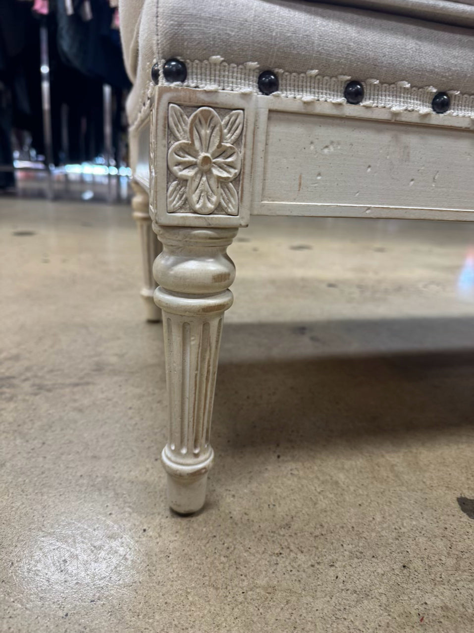 ETHAN ALLEN Cream French Foot Stool