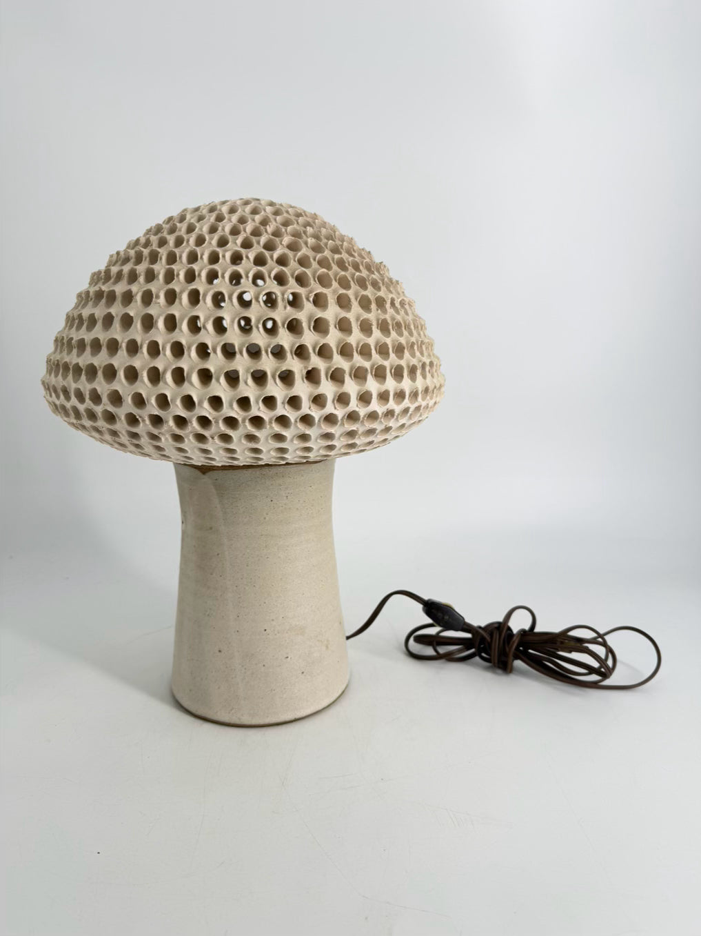 Cream Pottery 2 Piece Mushroom Lamp