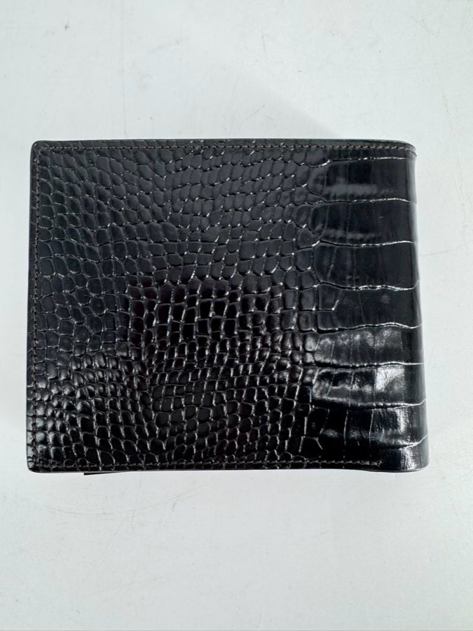 MONT BLANC Black & Brown Embossed Leather Wallet NWT