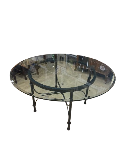 Black & Clear Wrought Iron & Glass Dinning Table