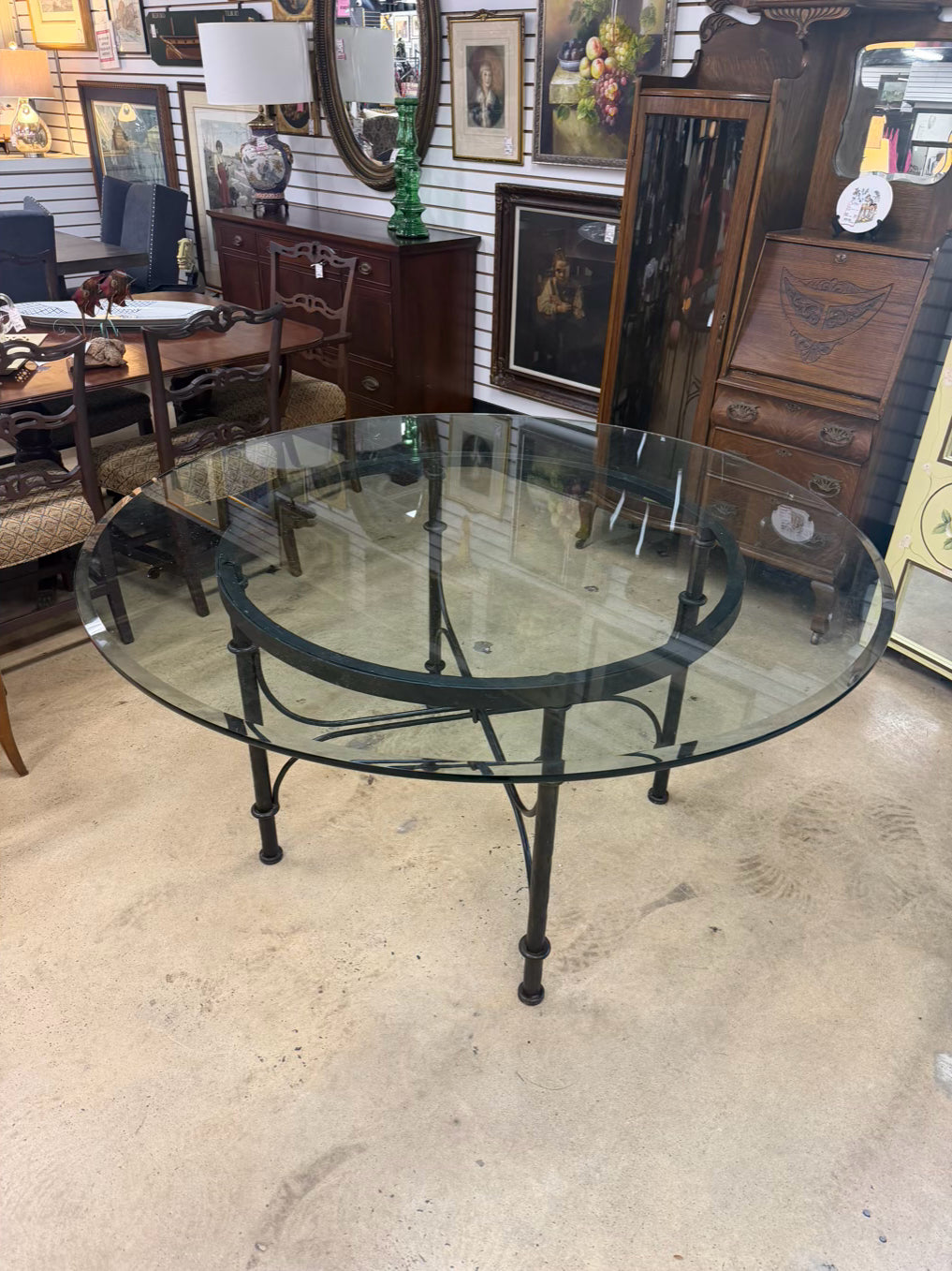 Black & Clear Wrought Iron & Glass Dinning Table