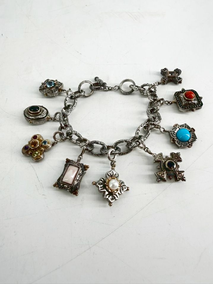 STERLING SILVER & Mixed Metal Cna Charm Bracelet