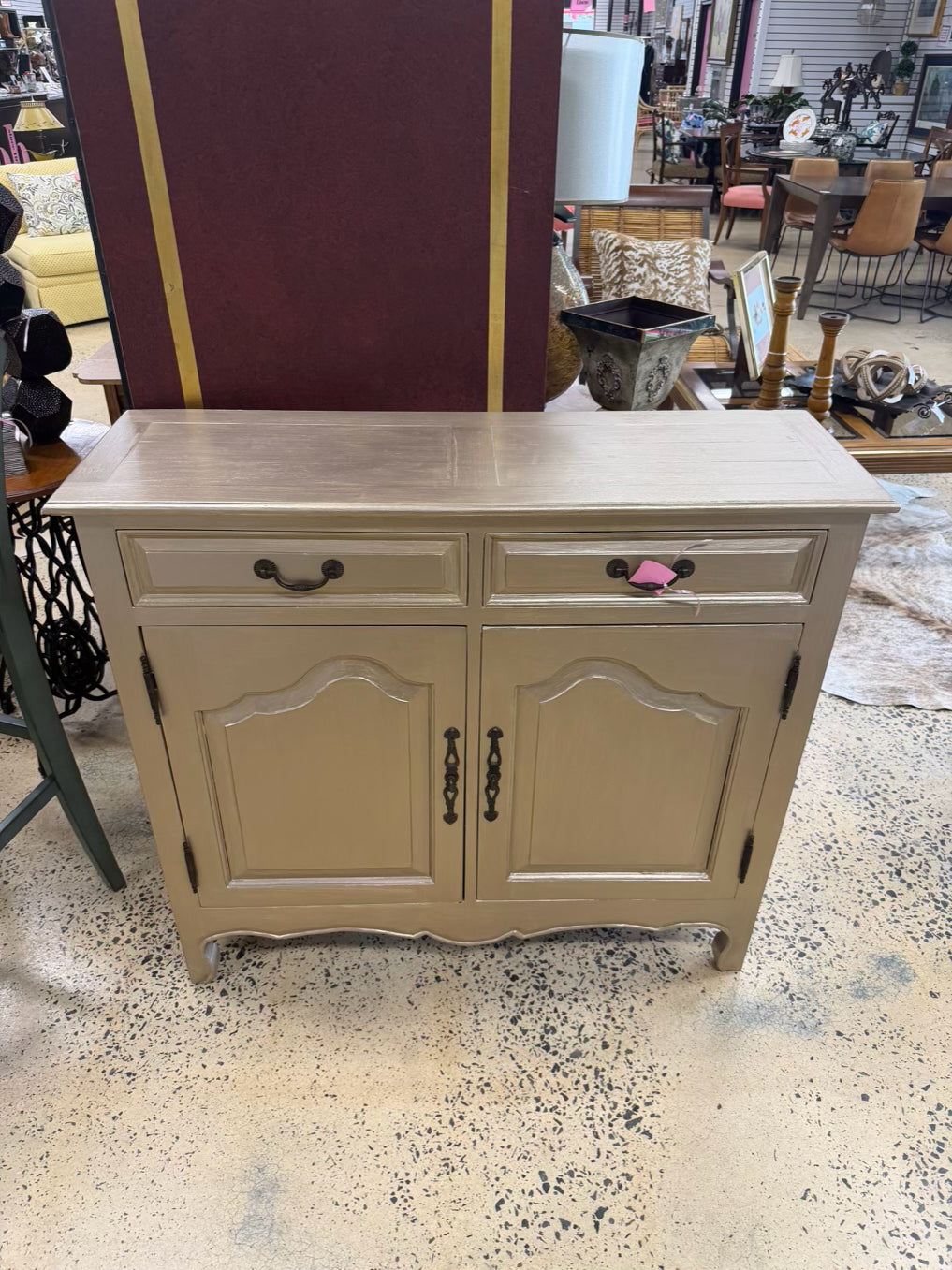 VINTAGE Gold Painted Cabinet w/ 2 Drawers