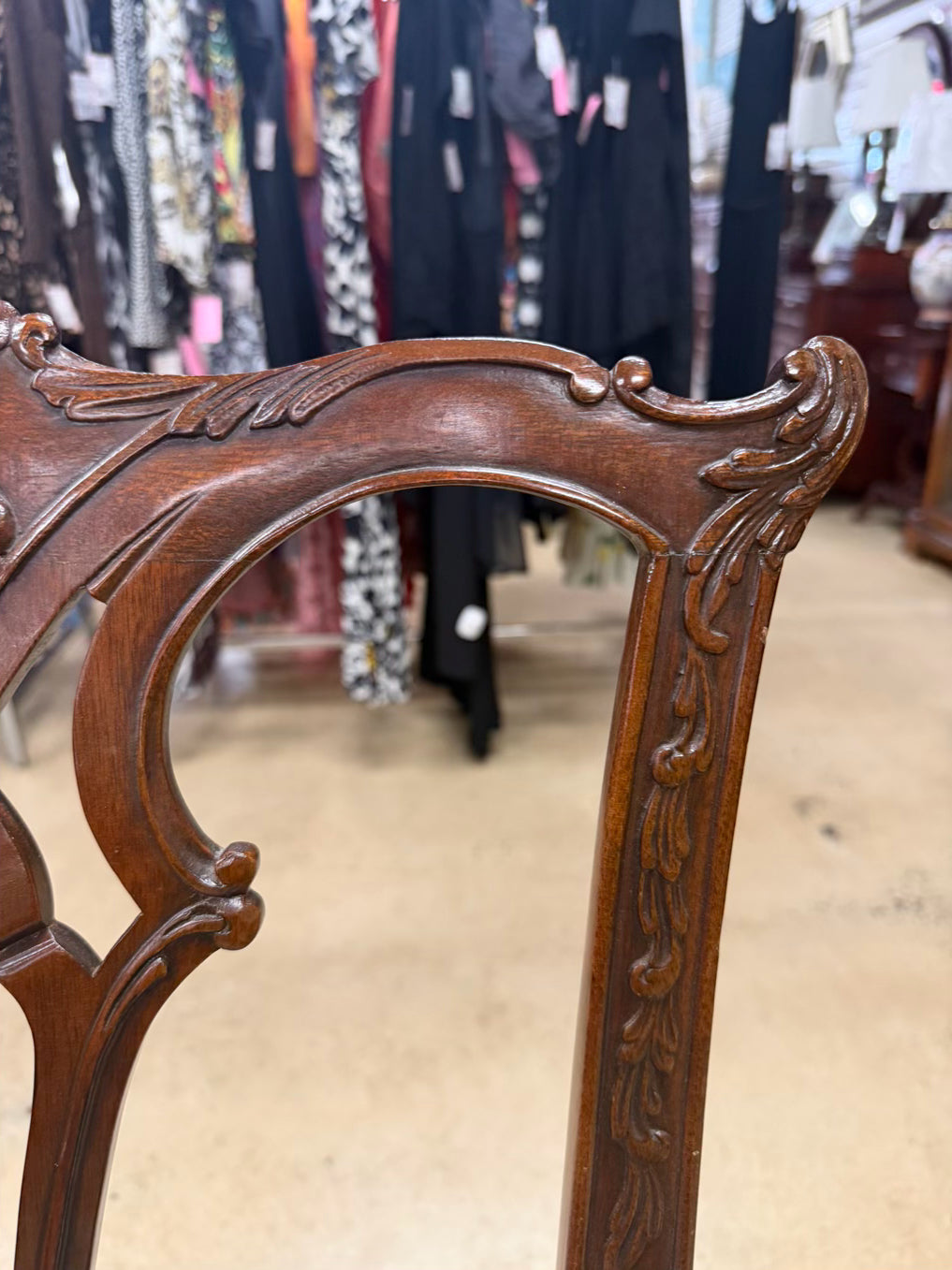 Queen Ann Wood Arm Chair w/ Ball & Claw Feet