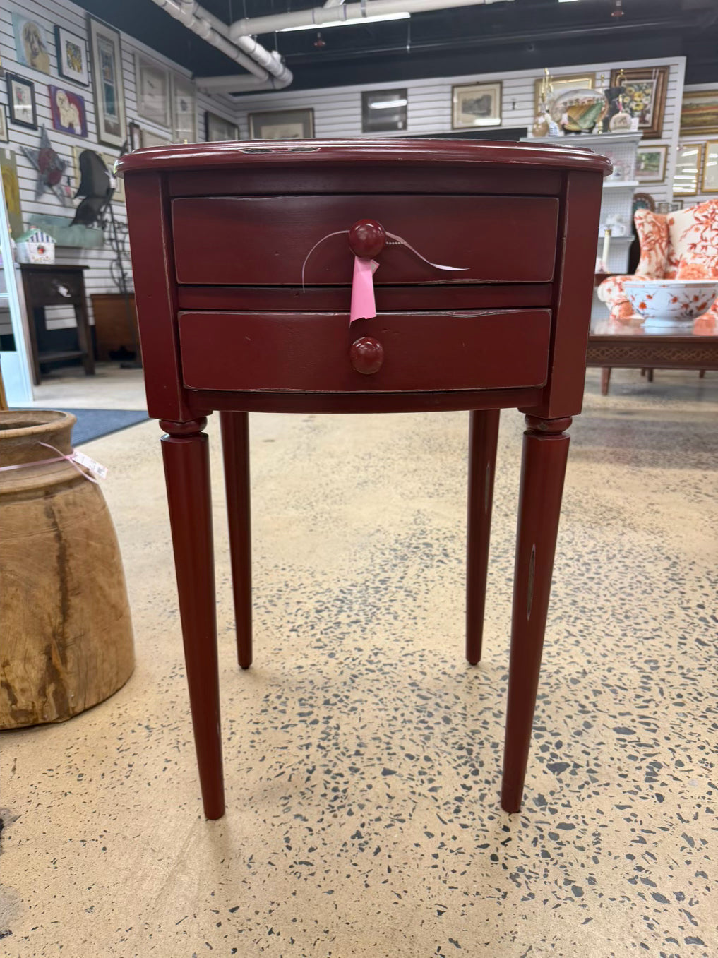 Red Wood End Table w/ Drawer