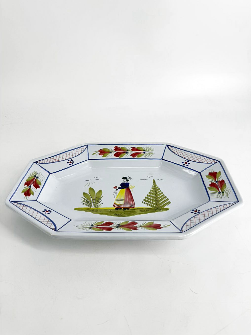 QUIMPER Mistral Blue White, Red & Yellow Ceramic Platter