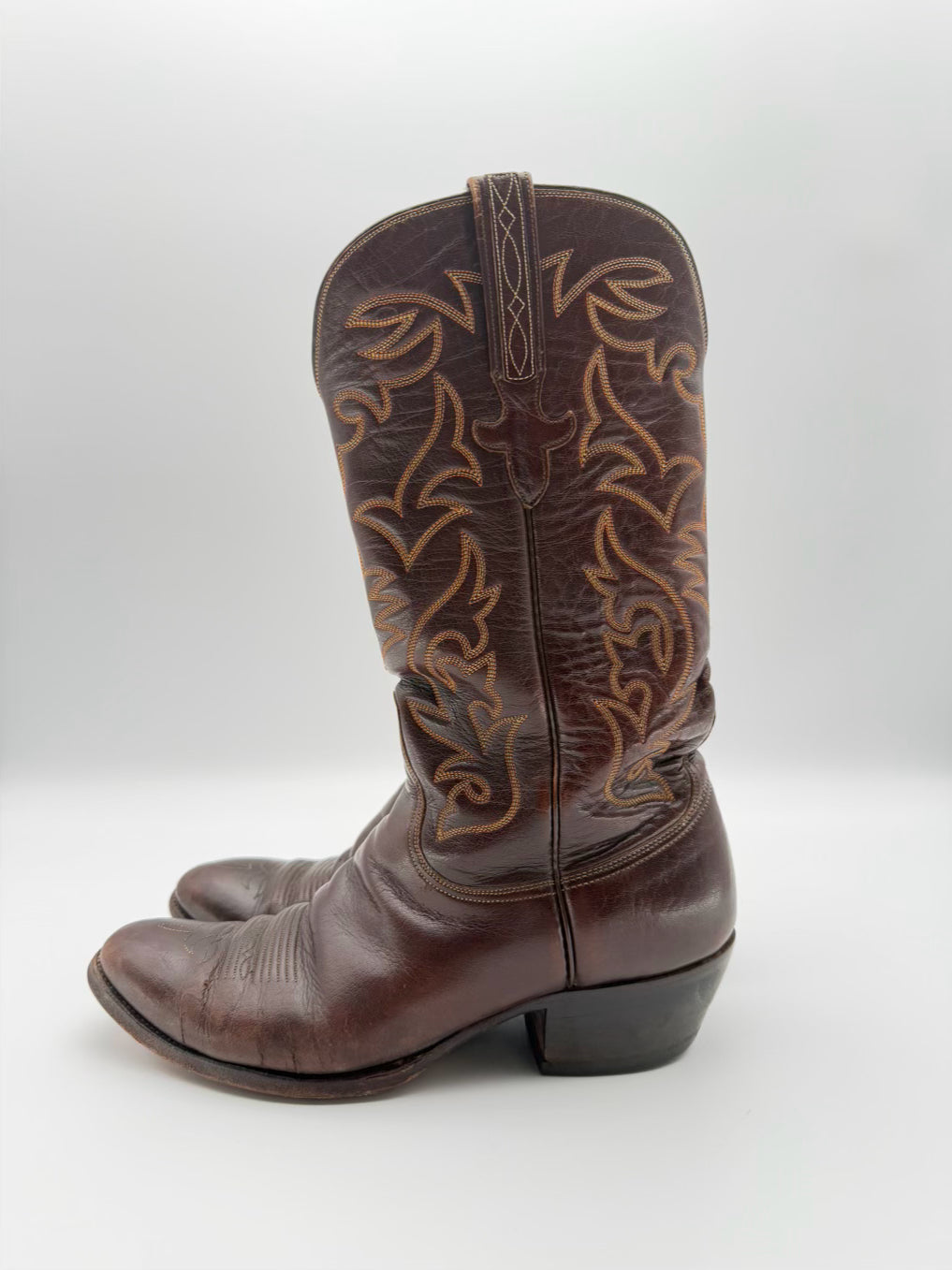 LUCCHESE MENS Size 10 Almond Leather Cowboy Boots