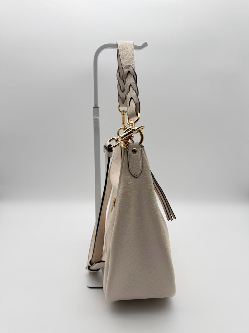 COACH Jules Cream Leather Hobo Bag