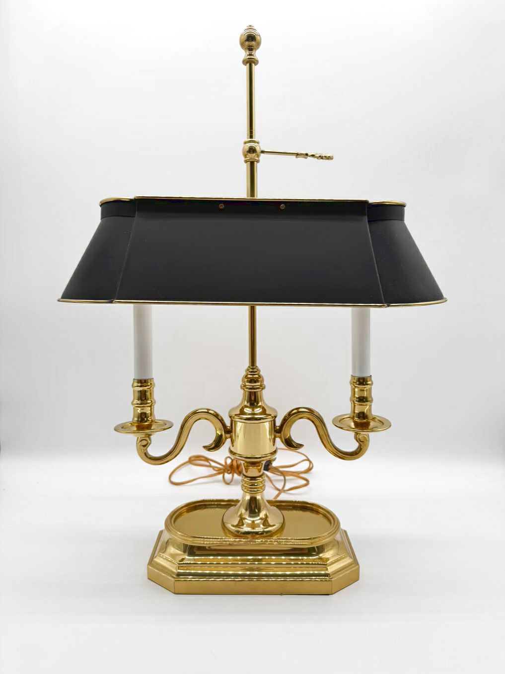 Gold & black Bouillotte Brass Lamp w/ Black Tole Shade