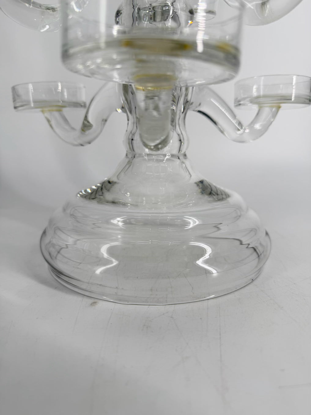Clear Blown Glass Six Arm Epergne Candleholder