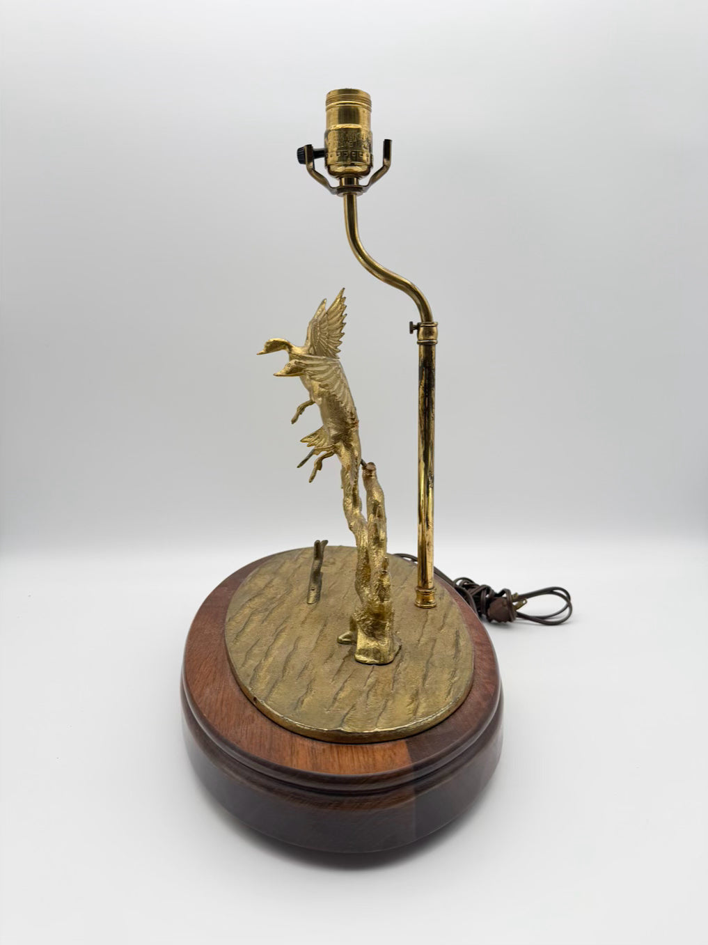 DONALD MCDONALD Brass Duck Lamp On Wood Base No Shade