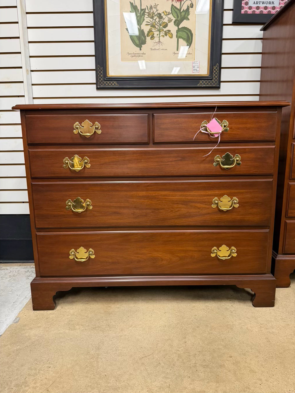 VIRGINIA GALLERIES Henkle Harris Wild Black Cherry Brown 5 Drawer Chest