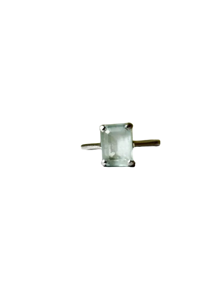 Platinum Aquamarine Emerald Cut Ring