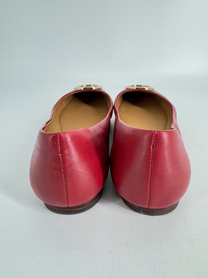 TORY BURCH Size 8.5 Cherry Red Leather Flats