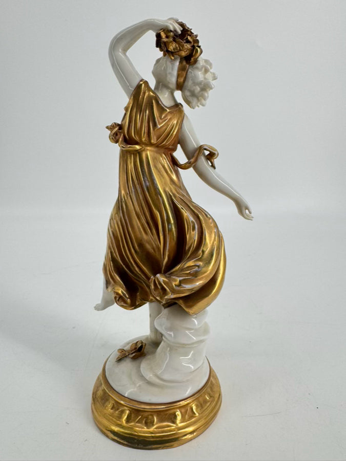 ERNST BOHNE & SOHNE Gold & White Dancing Lady Figurine
