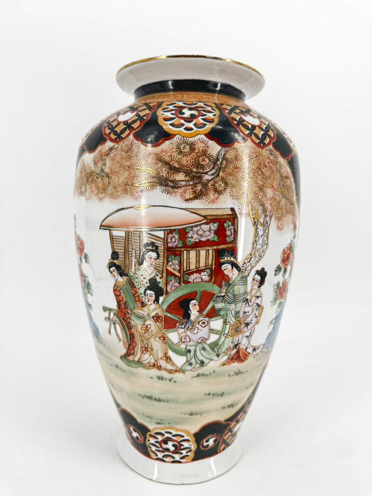 SATSUMA Navy, Rust & Gold Hand-Painted Porcelain Jar