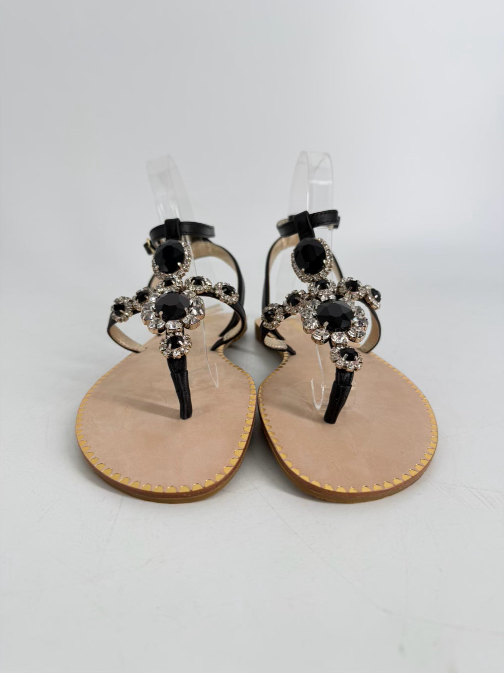 LILLY PULITZER Size 7.5 Black & Silver Gemstones Sandals NWOT