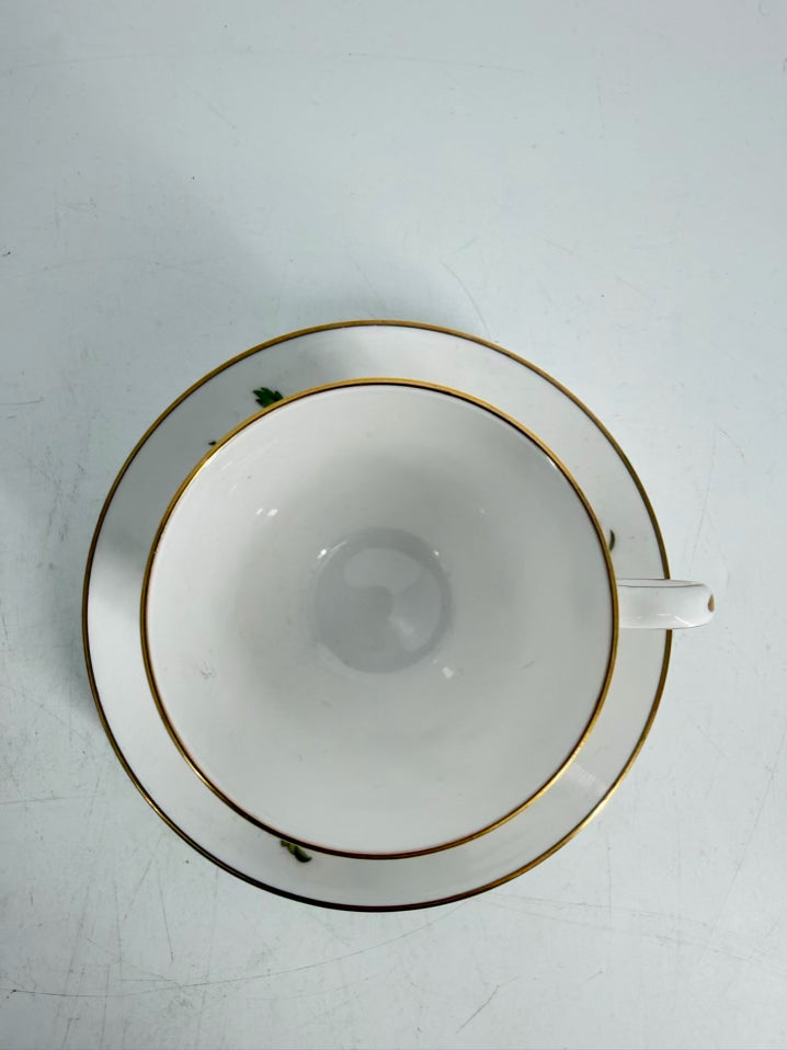 SPODE White, Green & Pink Bone China Blenheim 5 Piece Dinnerware Setting For 12 w/ Serving Pieces