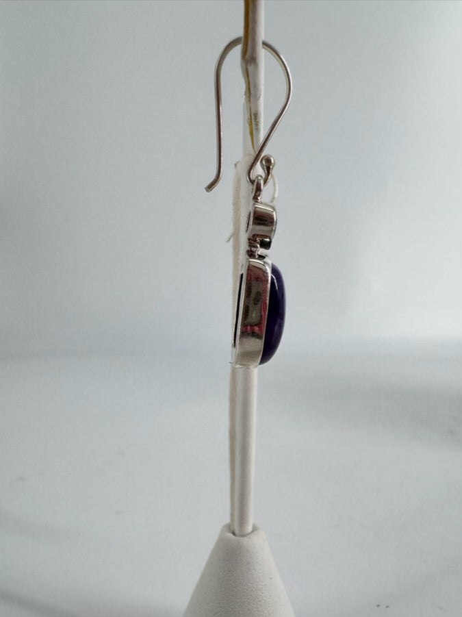 STERLING SILVER & Charoite Dangle Earrings