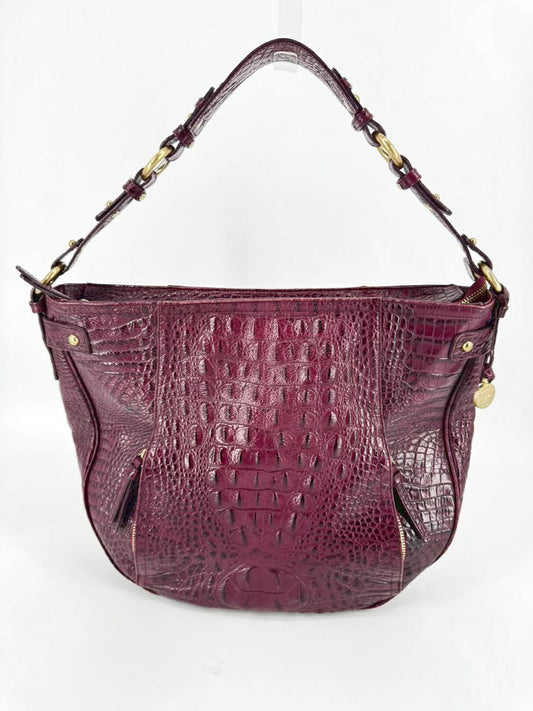 BRAHMIN Merlot Embossed Croc Leather Purse