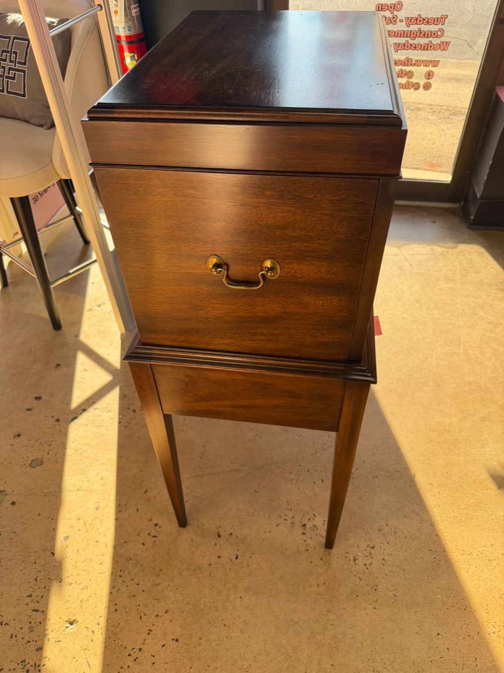 VIRGINIA GALLERIES Brown Wood Federal Silver Chest
