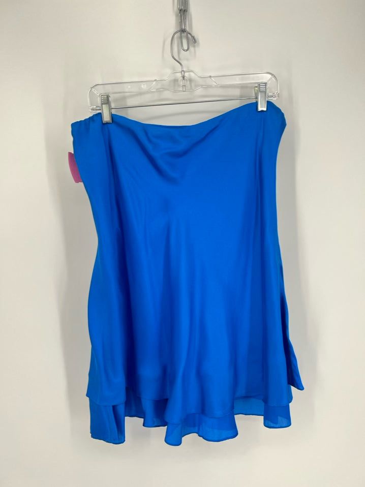 LAUREN RALPH LAUREN Size L Blue Silk Skirt NWT
