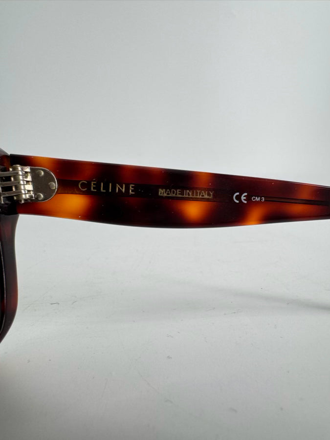 CELINE Tortoise Shell Square Sunglasses w/ Case