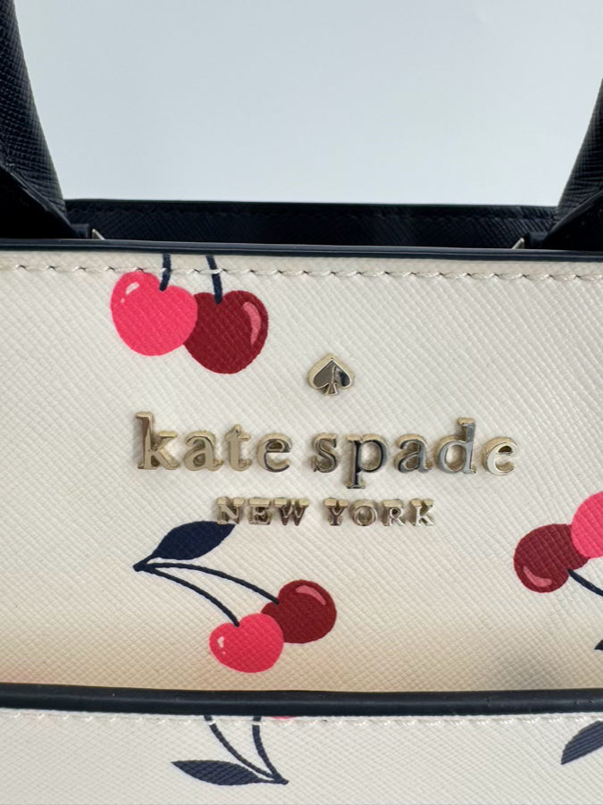 KATE SPADE Cream, Pink & Blue Leather Cherries Purse