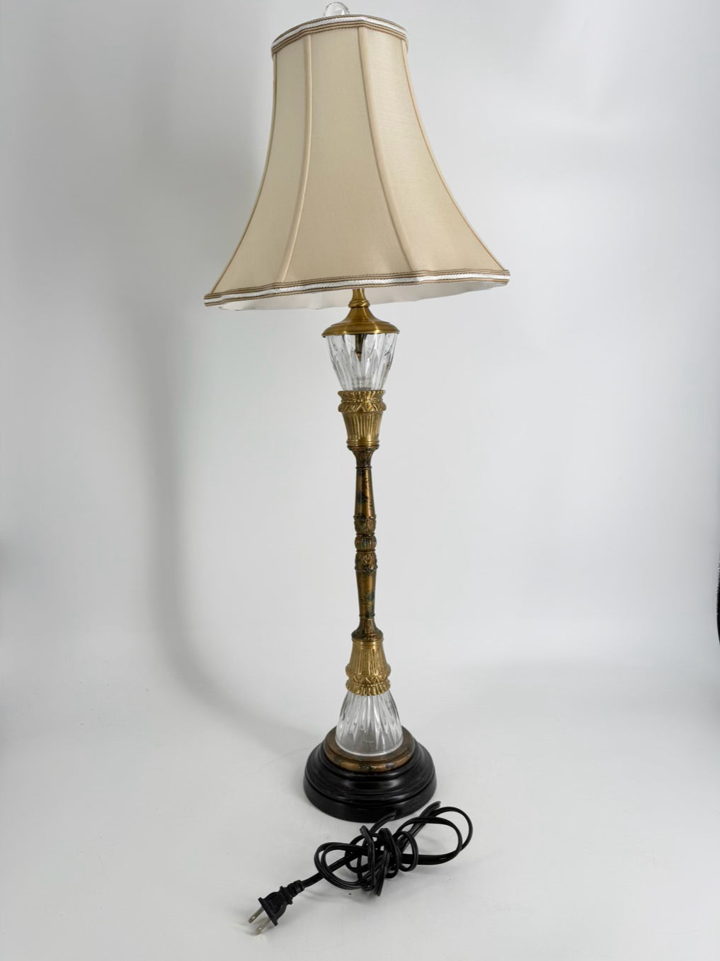 WILDWOOD Brass & Crystal Buffet Pair Of Lamps w/ Shades