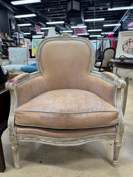Salmon Leather-Look French Chair