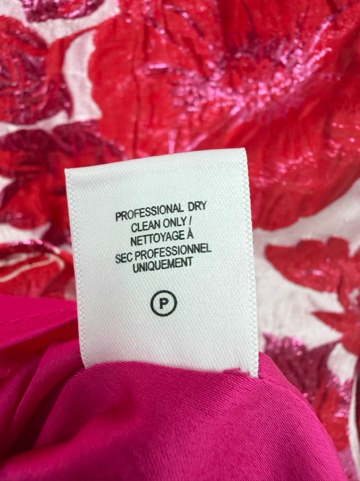 FRANCES VALENTINE Size L Pink & Red Jacquard Floral Sleeveless Dress NWT
